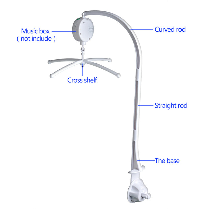 28in Rotary Baby Cot Mobile Crib Bed Toy Infant Bell Hanging Stand Arm Bracket