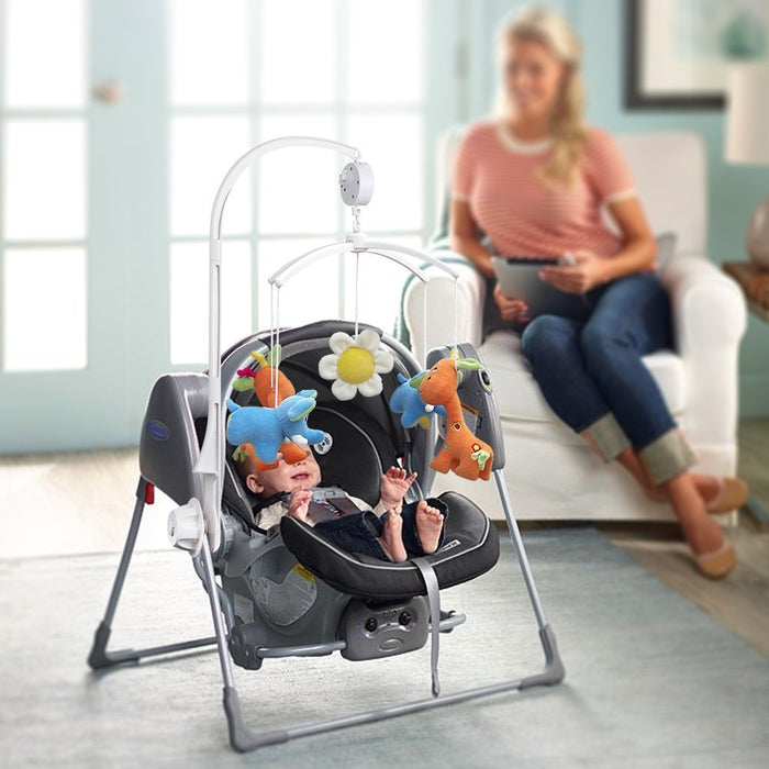 28in Rotary Baby Cot Mobile Crib Bed Toy Infant Bell Hanging Stand Arm Bracket