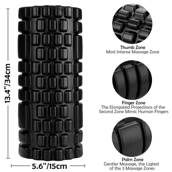 3-In-1 Yoga Ball Muscle Massage Trigger Point Foam Roller Kit Fitness Exercise