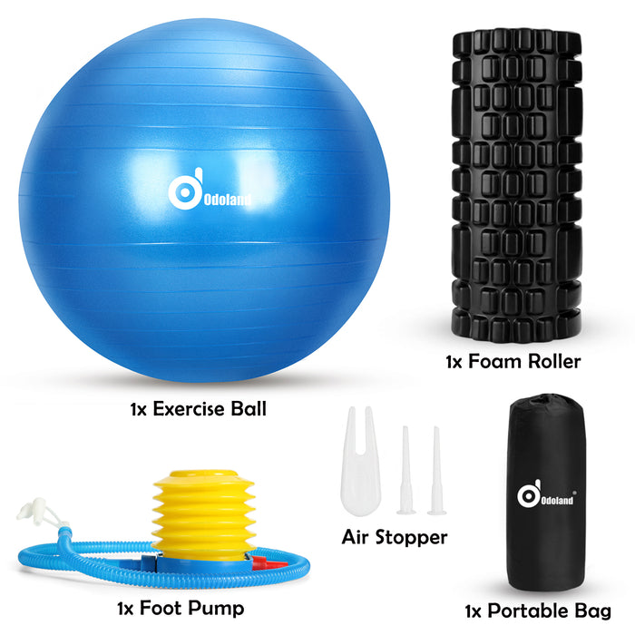 3-In-1 Yoga Ball Muscle Massage Trigger Point Foam Roller Kit Fitness Exercise