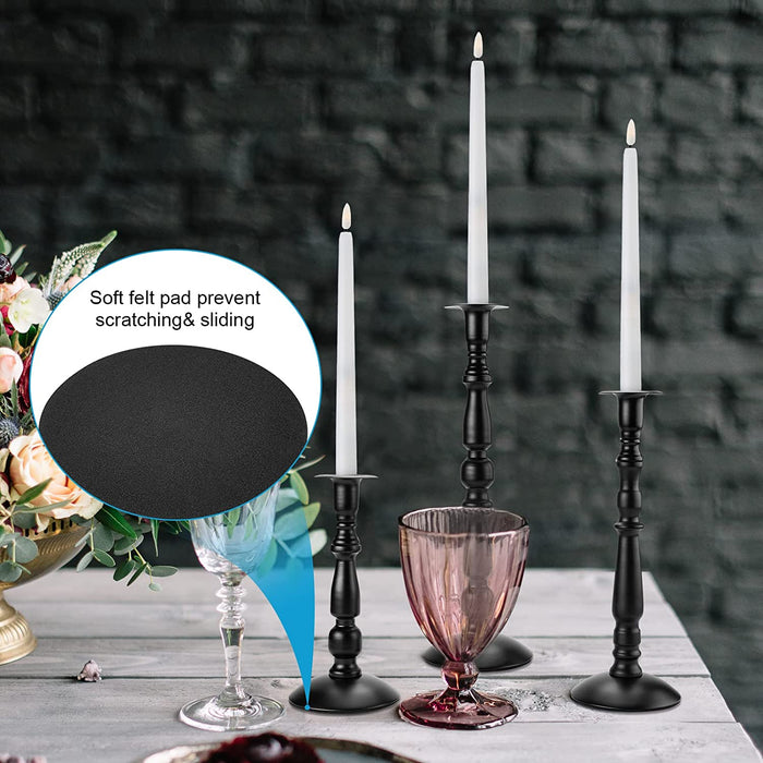 3 Pcs Black Matte Taper Candle Holder Rust-Proof Candle Stick