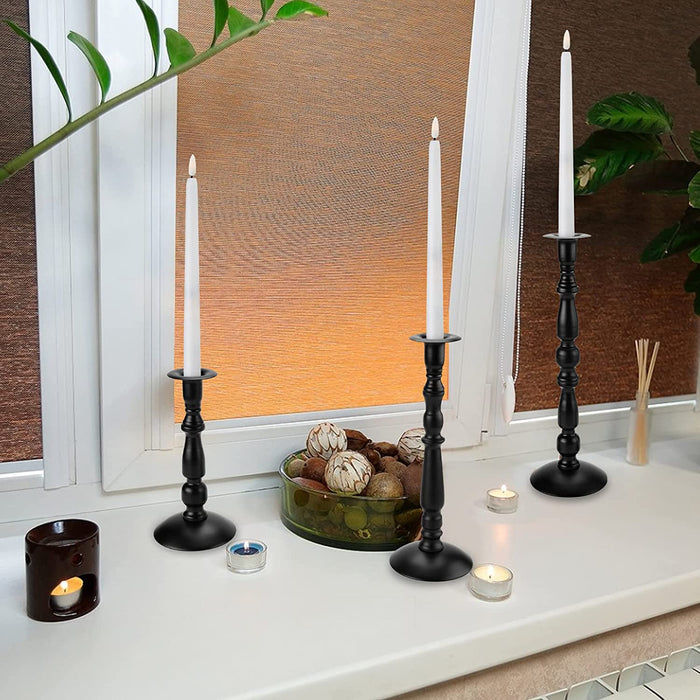 3 Pcs Black Matte Taper Candle Holder Rust-Proof Candle Stick