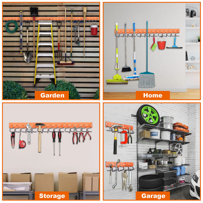 3 Set Garden Tool Organizer Wall Mounted Hanger Hooks Home Garage