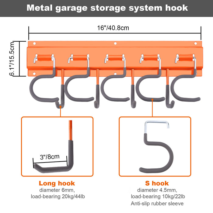 3 Set Garden Tool Organizer Wall Mounted Hanger Hooks Home Garage