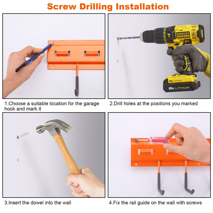 3 Set Garden Tool Organizer Wall Mounted Hanger Hooks Home Garage