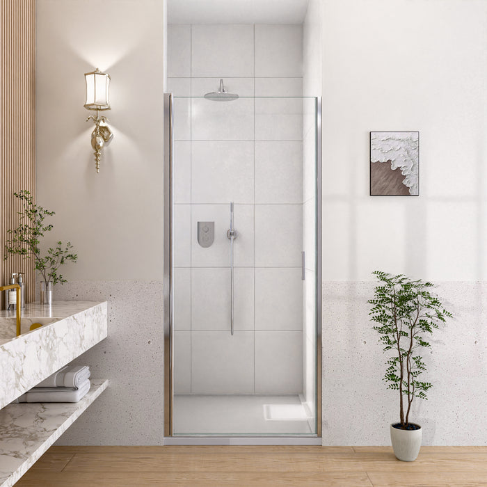 32" W x 72" H Semi-Frameless Circular Pivot Shower Door With 1/4" (6mm) Thick SGCC Tempered Glass
