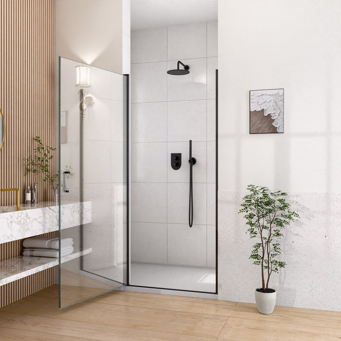 32" W x 72" H Semi-Frameless Circular Pivot Shower Door With 1/4" (6mm) Thick SGCC Tempered Glass