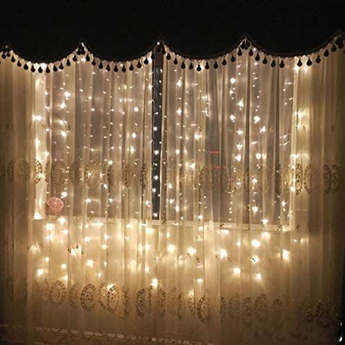 3M/10ft 300LED Warm White Starry Fairy String Curtain Light Wall Plug-in Waterproof Outdoor