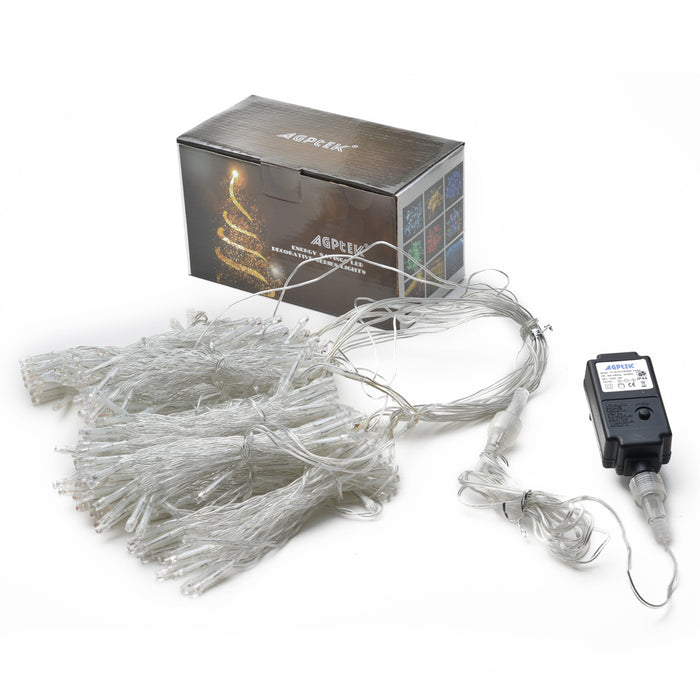 3M/10ft 300LED Warm White Starry Fairy String Curtain Light Wall Plug-in Waterproof Outdoor