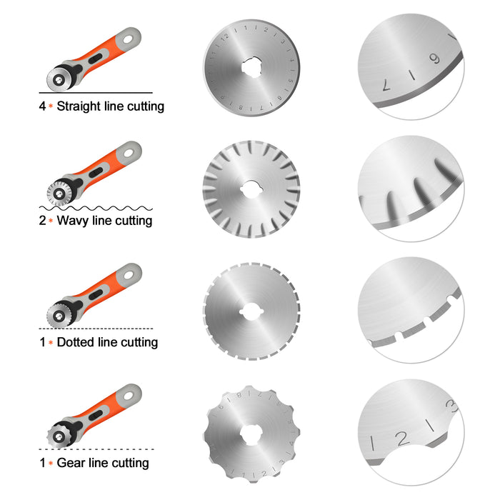 45mm Rotary Cutter 8 Replacement Blades for Cutting Fabric Papers Foams Leathers