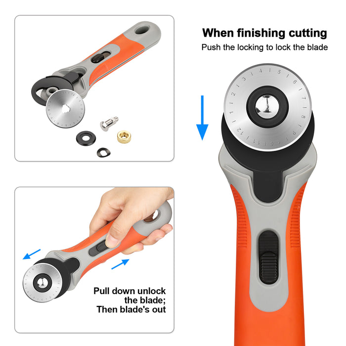 45mm Rotary Cutter 8 Replacement Blades for Cutting Fabric Papers Foams Leathers