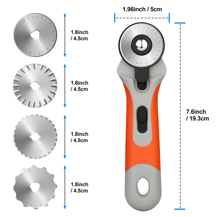 45mm Rotary Cutter 8 Replacement Blades for Cutting Fabric Papers Foams Leathers