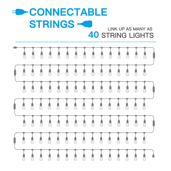 48ft LED 15x S14 Bulbs Globe String Lights Commercial Grade Patio Outdoor Garden