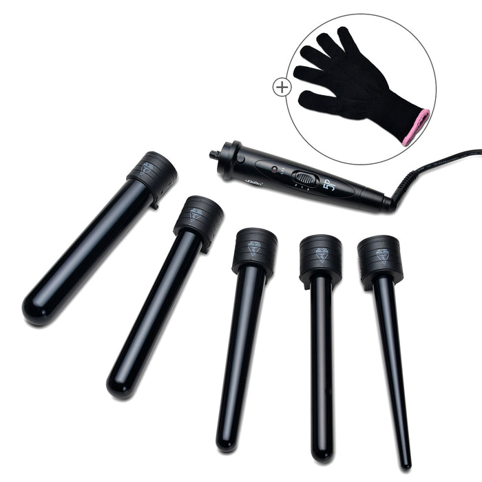 5 IN 1 Curling Iron Wand Set Hair Curler Set w/ 5 Interchangeable Barrels Roller