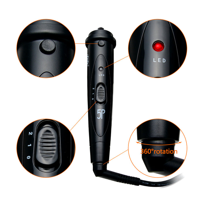 5 IN 1 Curling Iron Wand Set Hair Curler Set w/ 5 Interchangeable Barrels Roller