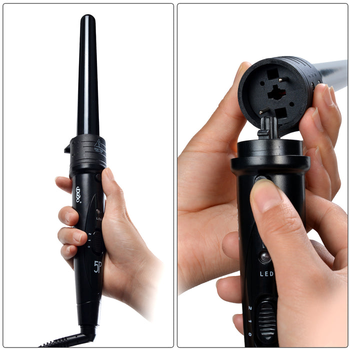 5 IN 1 Curling Iron Wand Set Hair Curler Set w/ 5 Interchangeable Barrels Roller