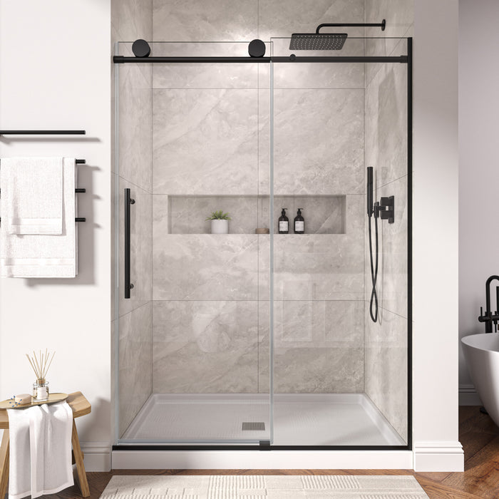 54 In. W X 74 In. H Single Sliding Frameless Shower Door In Chrome With Clear 5/16 In. Glass ARO-TT03-5474