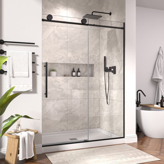 54 In. W X 74 In. H Single Sliding Frameless Shower Door In Chrome With Clear 5/16 In. Glass ARO-TT03-5474