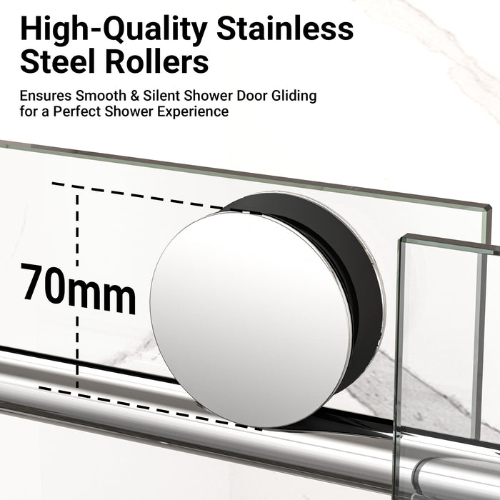 54 In. W X 74 In. H Single Sliding Frameless Shower Door In Chrome With Clear 5/16 In. Glass ARO-TT03-5474