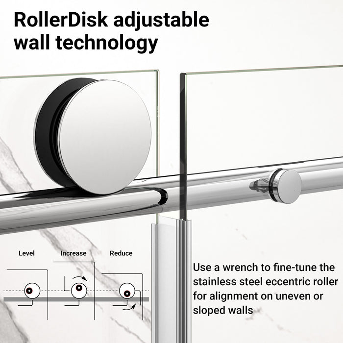 54 In. W X 74 In. H Single Sliding Frameless Shower Door In Chrome With Clear 5/16 In. Glass ARO-TT03-5474
