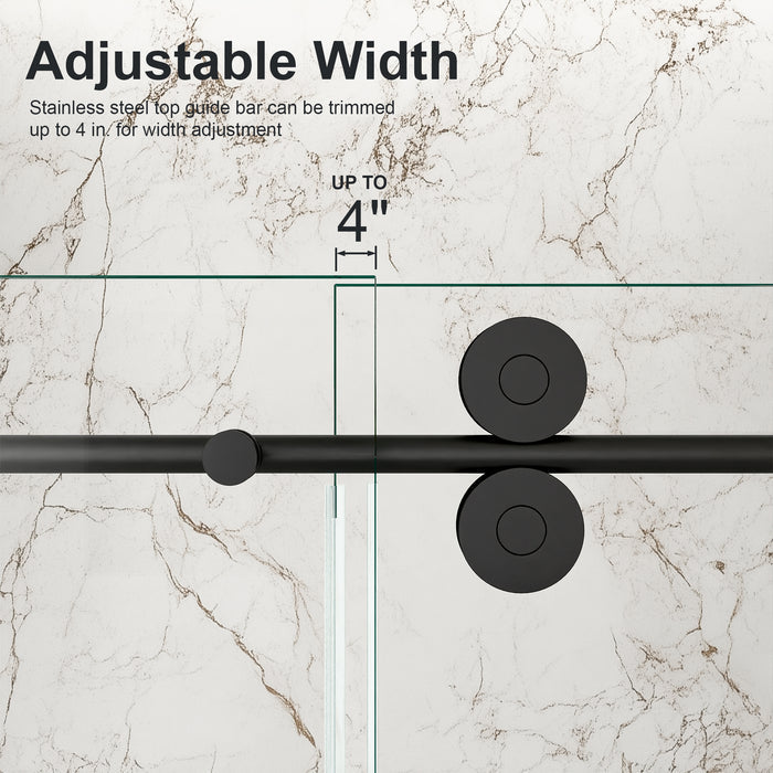 56"-60"W x 72"H Frameless Single Sliding Shower Door – 5/16" (8mm) Clear Tempered Glass, Bypass Design
