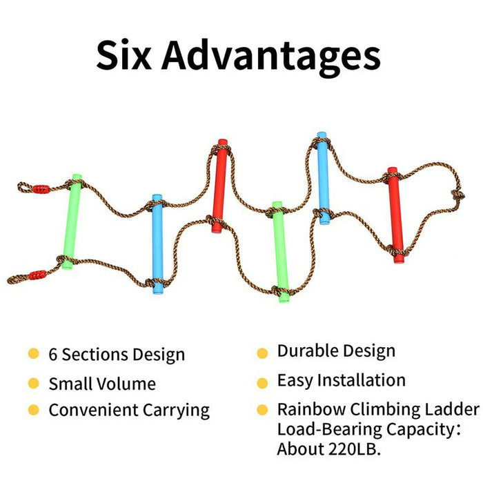 6 Rungs Swing Climbing Rope Ladder Hang for Kids Children Playground Exercise