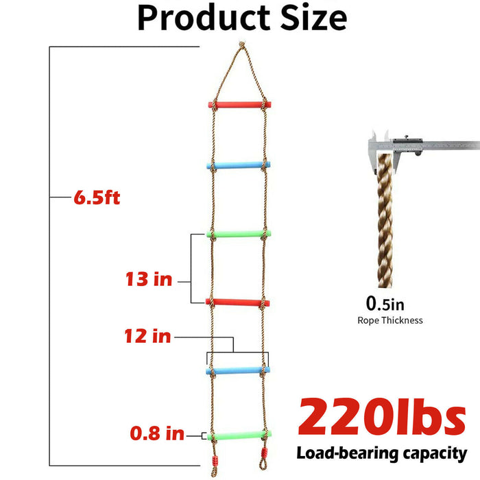 6 Rungs Swing Climbing Rope Ladder Hang for Kids Children Playground Exercise