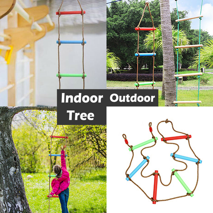 6 Rungs Swing Climbing Rope Ladder Hang for Kids Children Playground Exercise