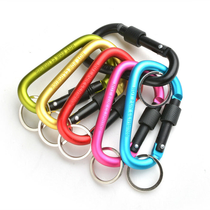 6pcs D-Ring Screw Locking Carabiner Hook Clip Aluminum Camping Keychain
