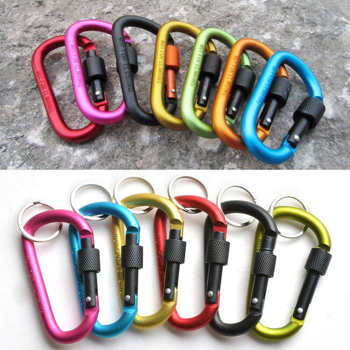 6pcs D-Ring Screw Locking Carabiner Hook Clip Aluminum Camping Keychain