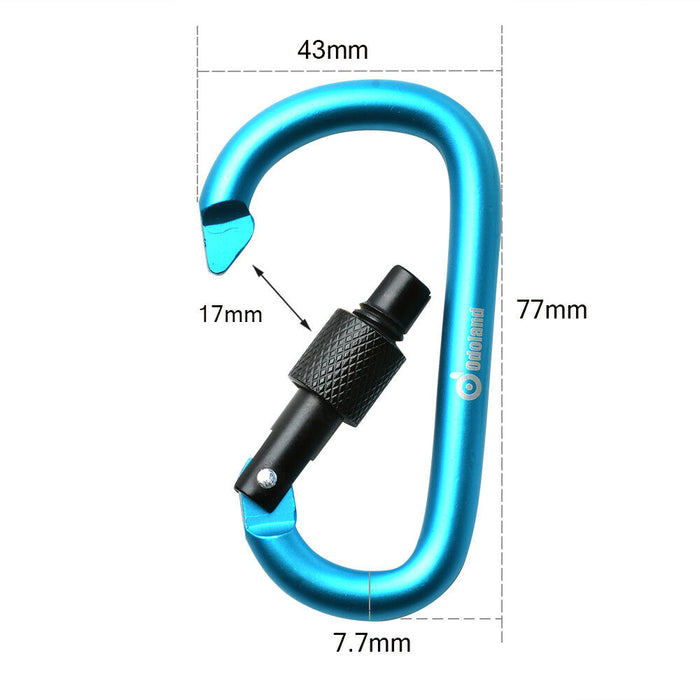 6pcs D-Ring Screw Locking Carabiner Hook Clip Aluminum Camping Keychain