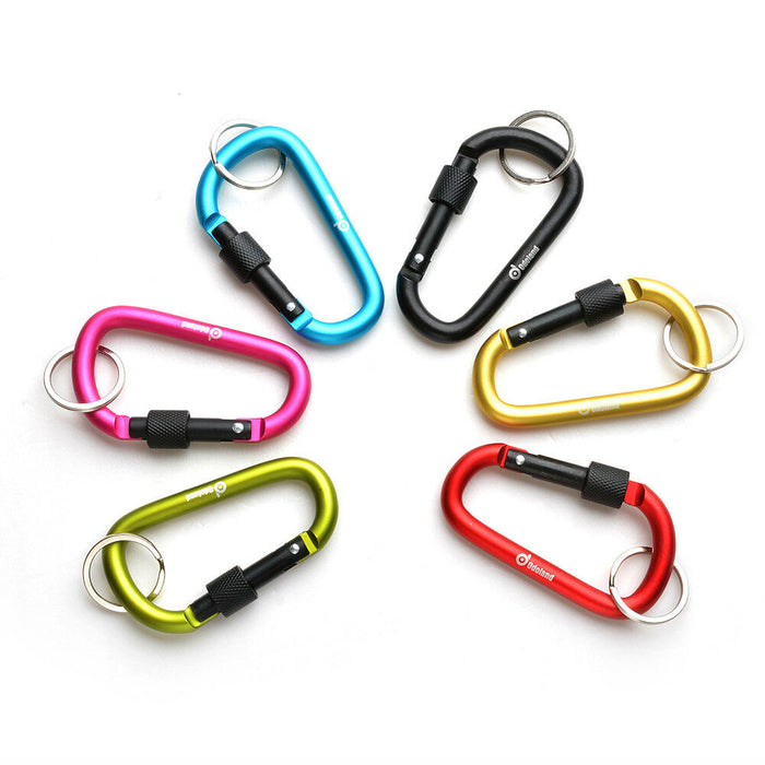 6pcs D-Ring Screw Locking Carabiner Hook Clip Aluminum Camping Keychain