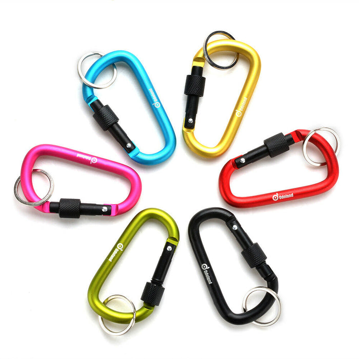 6pcs D-Ring Screw Locking Carabiner Hook Clip Aluminum Camping Keychain