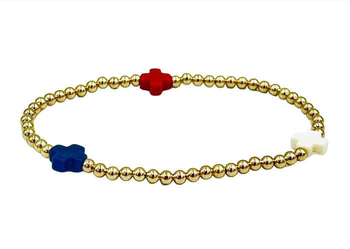Enewton Signature Cross Gold Bead Bracelet 3mm