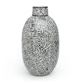 Abstracts Black and White Diagonal Lines Oval Vase - RSVP Style
