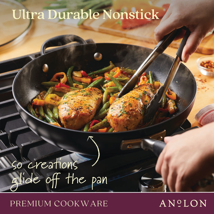 Product detail view: for braising and one-pot meals – hard-anodised aluminium – Anolon Advanced Home Nonstick Covered Saute with Helper Handle 30cm/4.7L...