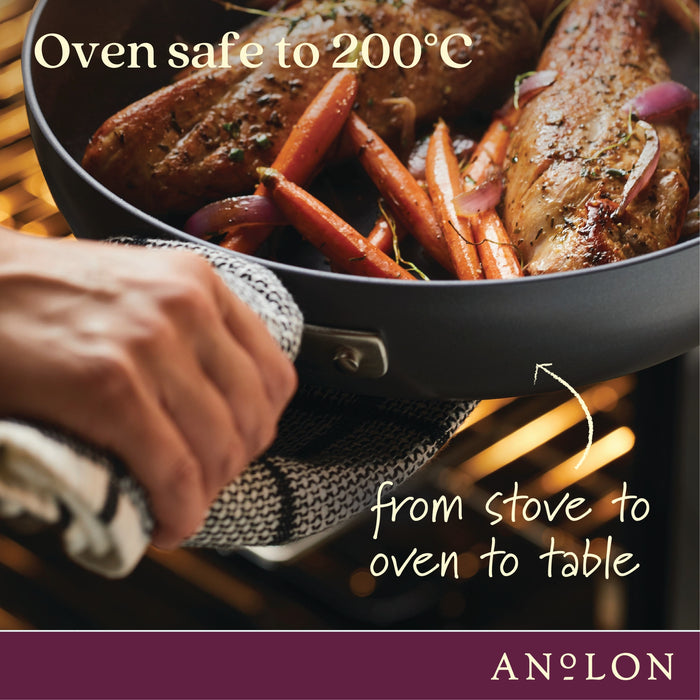 Full display view: for braising and one-pot meals – hard-anodised aluminium – Anolon Advanced Home Nonstick Covered Saute with Helper Handle 30cm/4.7L Moonstone