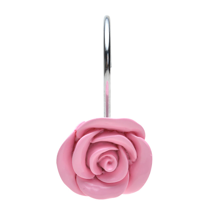 AGPtek® 12 PCS Fashion Decorative Home Rose Shower Curtain Hooks For Interior decoration, Soldering Iron, Pink