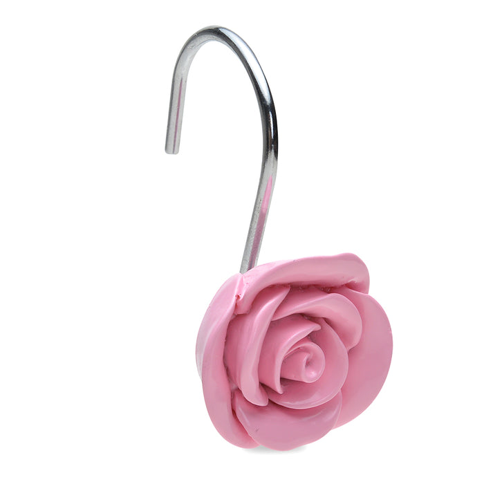 AGPtek® 12 PCS Fashion Decorative Home Rose Shower Curtain Hooks For Interior decoration, Soldering Iron, Pink