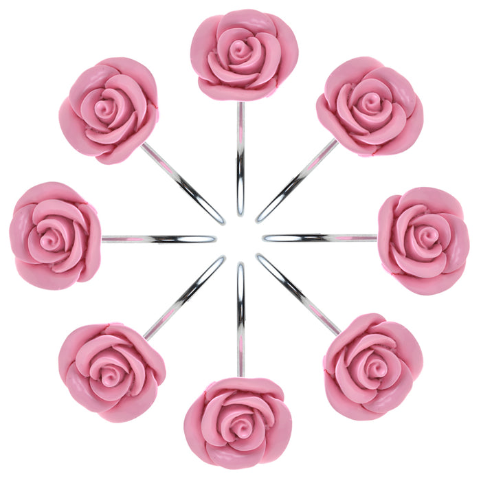 AGPtek® 12 PCS Fashion Decorative Home Rose Shower Curtain Hooks For Interior decoration, Soldering Iron, Pink