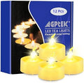 AGPtEK 12Pcs Battery Operated Tea Lights Fameless Candle Led Candles with Timer, Flickering Warm White