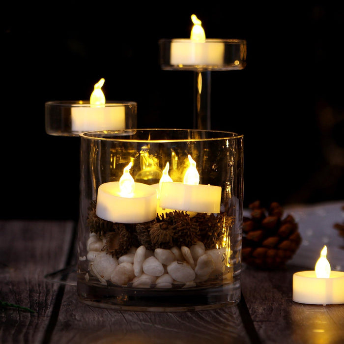 AGPtEK 12Pcs Battery Operated Tea Lights Fameless Candle Led Candles with Timer, Flickering Warm White