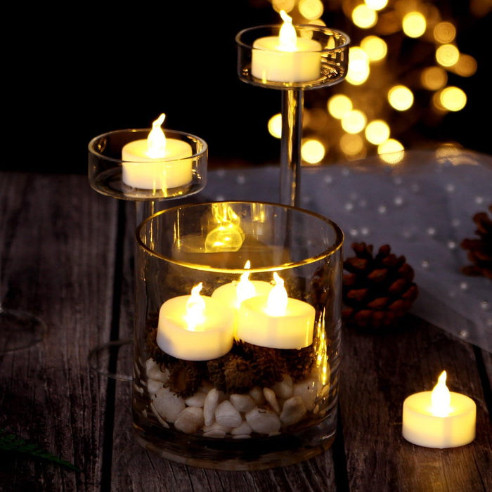 AGPtEK 12Pcs Battery Operated Tea Lights Fameless Candle Led Candles with Timer, Flickering Warm White