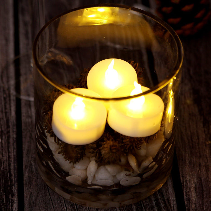AGPtEK 12Pcs Battery Operated Tea Lights Fameless Candle Led Candles with Timer, Flickering Warm White