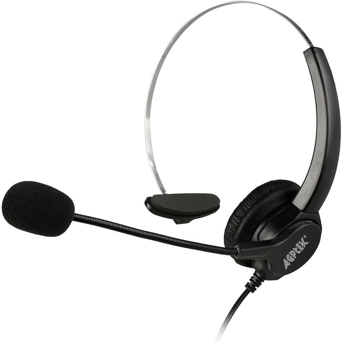 AGPtEK Call Center Hands-Free Noise Cancelling Corded Monaural Headset with Mic Mircrophone