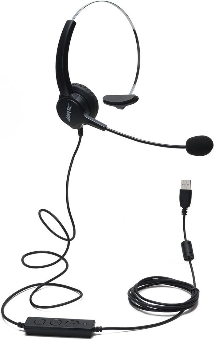 AGPtEK Call Center Hands-Free Noise Cancelling Corded Monaural Headset with Mic Mircrophone