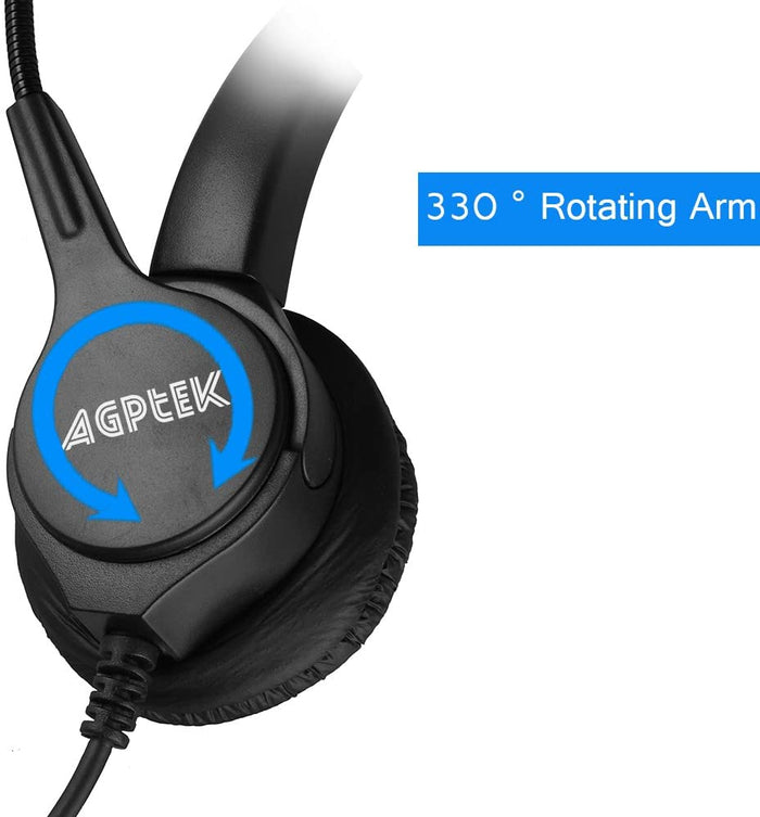 AGPtEK Call Center Hands-Free Noise Cancelling Corded Monaural Headset with Mic Mircrophone