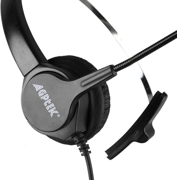 AGPtEK Call Center Hands-Free Noise Cancelling Corded Monaural Headset with Mic Mircrophone