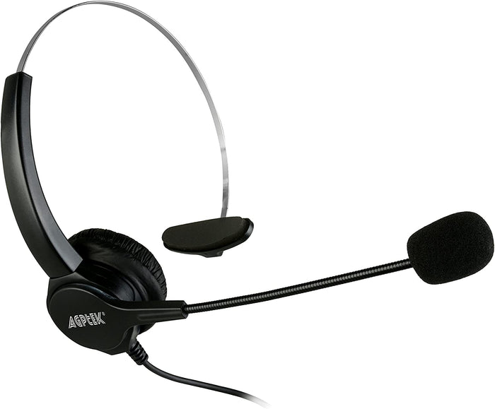 AGPtEK Call Center Hands-Free Noise Cancelling Corded Monaural Headset with Mic Mircrophone