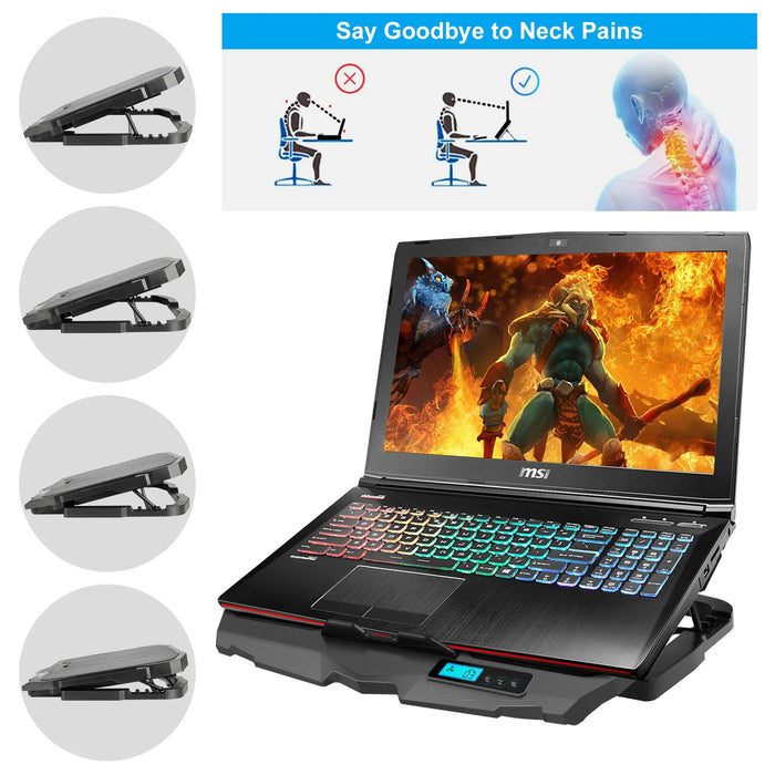 AGPTEK Gaming Laptop Cooling Pad Notebook Holder Compatible up to 17” Laptops/PS4/Router - Blue LED
